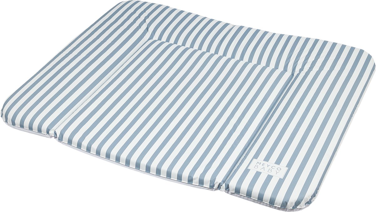 Meyco Baby Fat Stripe aankleedkussen - Jeans Blue - 72x85cm