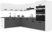 BELINI Keukenblok ITALIA 8 - Keukenmeubel Set 420 cm Wit-Grijs Mat met Werkbladen - Boven- en Onderkasten