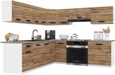 BELINI Keukenblok ITALIA 7 - Keukenmeubel Set 420 cm Goudbruin met Werkbladen - Boven- en Onderkasten