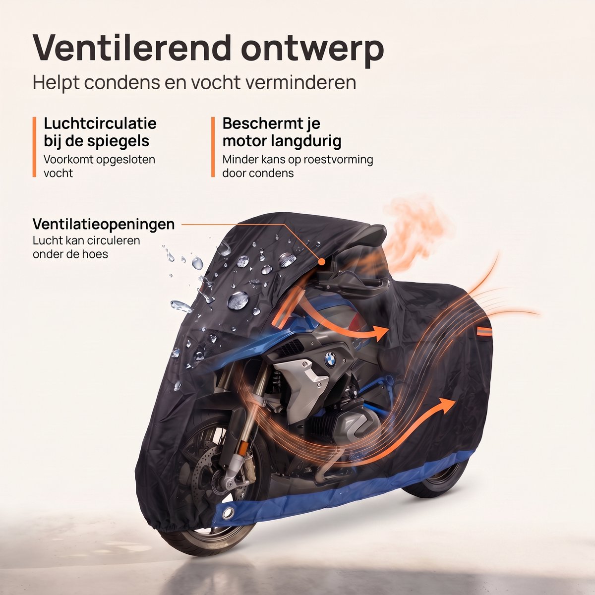 XL Motorhoes Waterdicht voor Buiten (afmeting: 245cm x 140cm x 110cm) - Scooterhoes met windscherm - Motorhoezen - Fietshoes voor 2 fietsen | B&H – foto 3