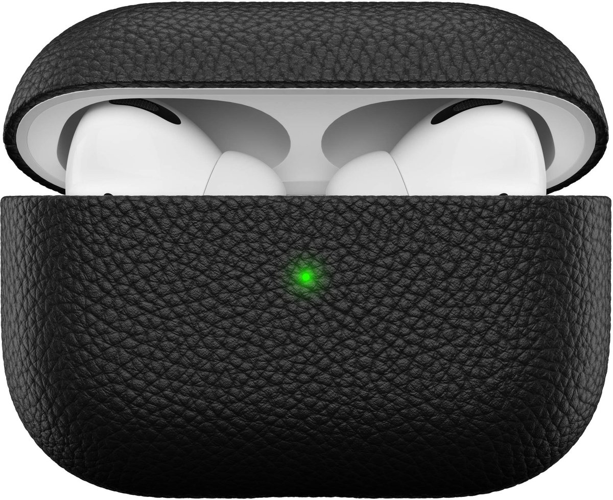 SnelShoppen - Leren beschermhoes voor Apple AirPods Pro Case, etui, echt leer hoofdtelefoon oortelefoon accessoires, zwart, stijlvol en duurzaam