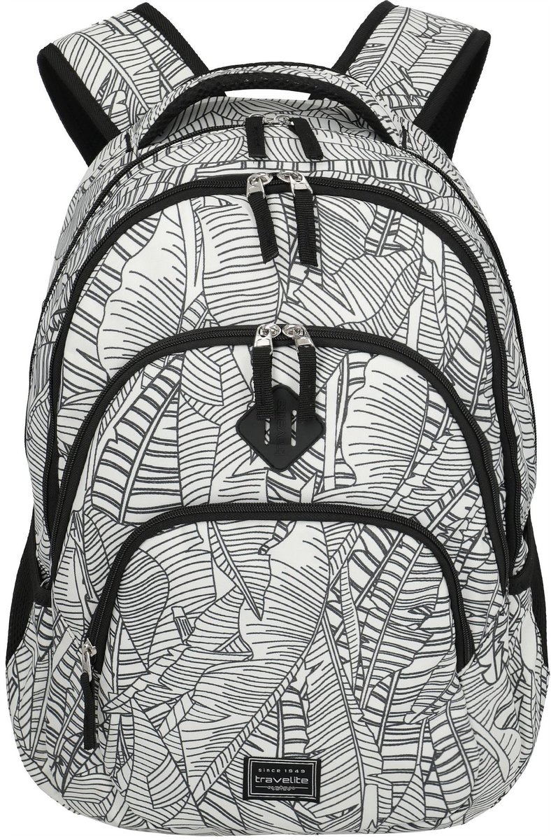 travelite vrijetijdsrugzak rugzak met laptopvak Basic Backpack Print 22L White wit