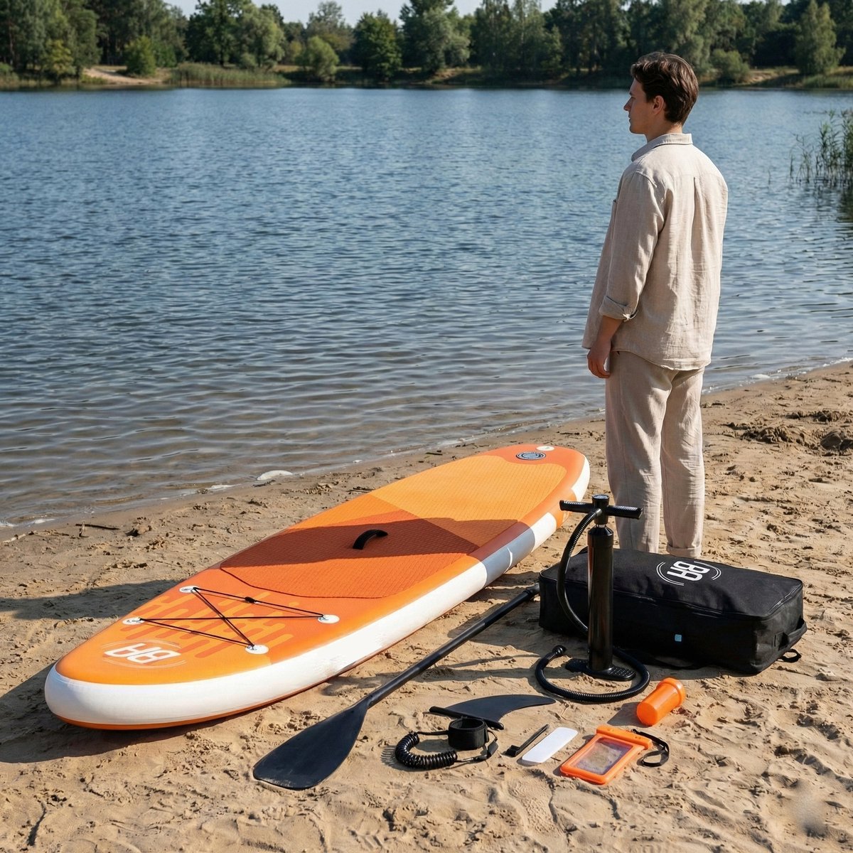 Best Active Horizon SUP Board XXL - 335x81x15cm - Opblaasbaar Paddle Board - Complete Set Inclusief SUP Zitje - Met Pomp / Draagtas / Verstelbare Peddel / Enkelkoord / Reparatiekit - Belastbaarheid Max. 150KG - Oranje – foto 6