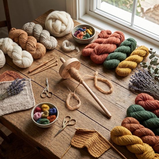 Handmatige Wol Spin Kit met Houten Spindel, Ideaal voor Beginners en Plantaardige Vezels, Garen Spin Gereedschap voor Creatieve Projecten — afbeelding 2