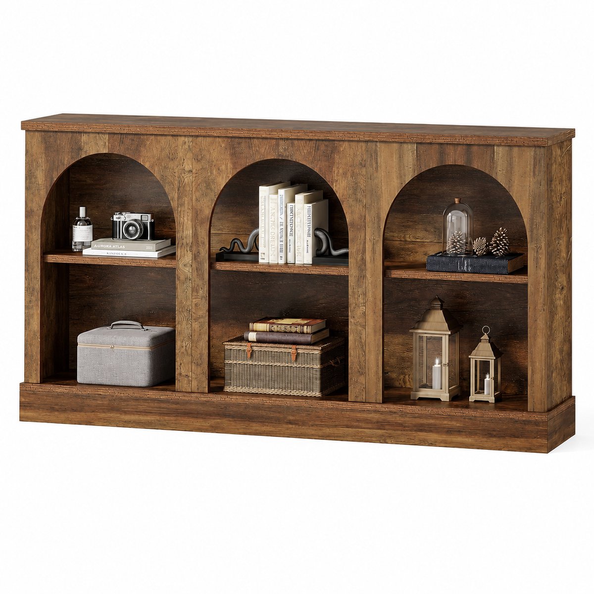 CORE TV-Meubel - TV-Standaard in Boerderijstijl - TV-Console met Opbergkasten en Ruime Opbergvakken - Media Entertainmentcentrum voor Televisies en Multimedia - Landelijk Industrieel Design voor Woonkamer - 160x30x80cm - Houtlook Rustiek Bruin