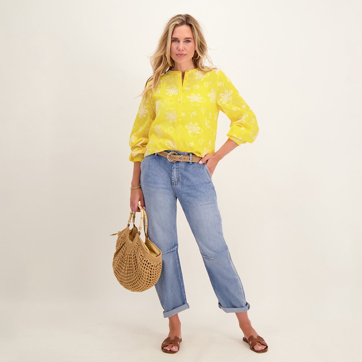 Je m'appelle Dames Blouse - Geel - Maat M