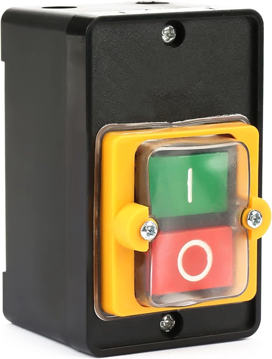 Duurzame Hoge Spanning Drukknopschakelaar 220V/380V 10A, Waterdichte Mechanische ON/OFF Schakelaar voor Cirkelzaag en Tuinmachines