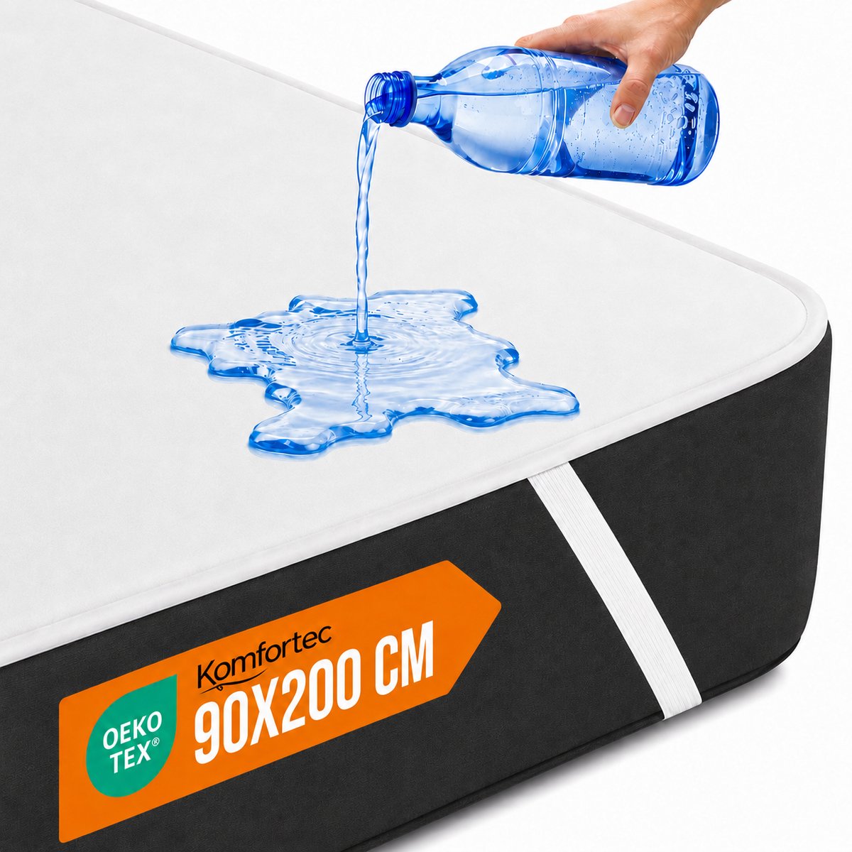 Komfortec Waterdichte Matrasbeschermer 90x200 cm - Matrasbeschermhoes - Ademende Matrashoes - Niet Krakende Matrasbeschermer - Incontinentiemateriaal - Wit