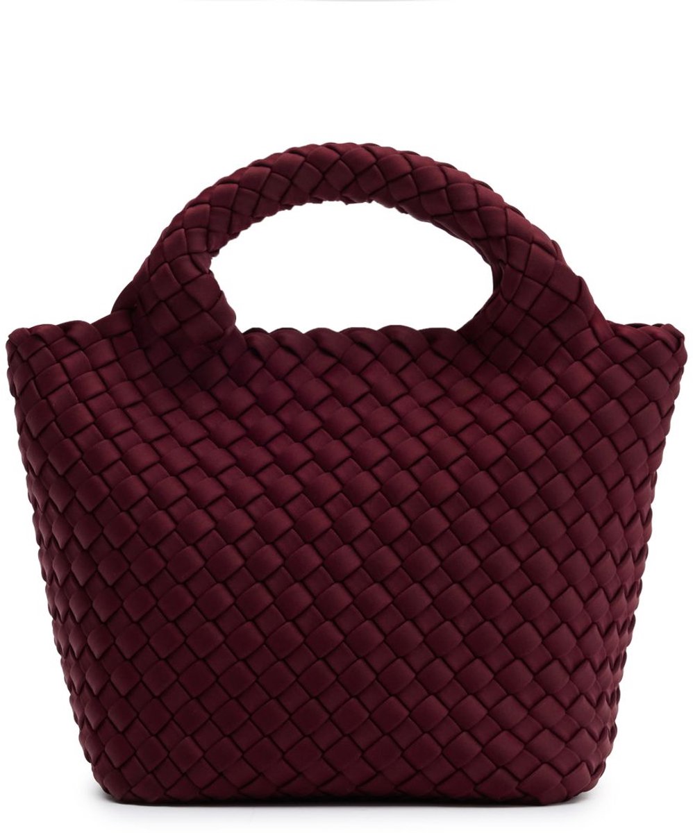 Manfield - Burgundy mini gevlochten handtas