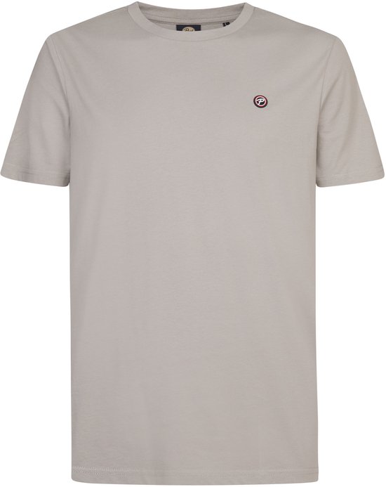 Grijs basis T-shirt met korte mouwen en een rond P-logo op de linkerborst.