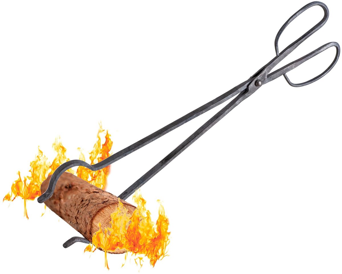 SnelShoppen - Handgemaakte ijzeren open haardtang 53,3 cm met groot handvat - Stevig smid ontwerp voor vuurplaats, grillen, log toevoegen - Perfect vo