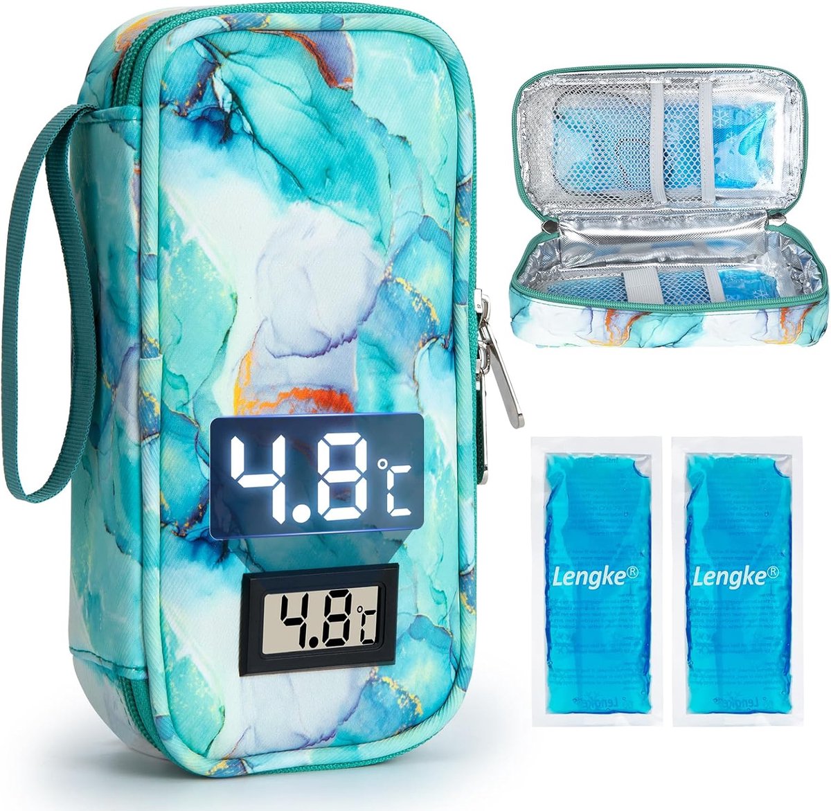 Insuline koeltas met temperatuurweergave - grote capaciteit - geschikt voor 3-5 pennen - inclusief 2 koelpacks - ShopVlot