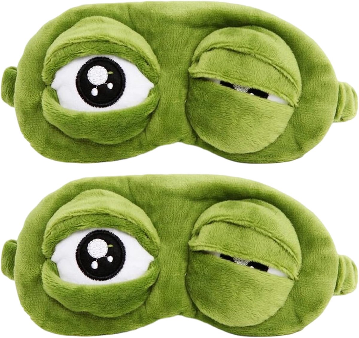 SnelShoppen - Frosch Slaapmasker Oogmasker voor op Reis, Grappige Zachte Stof, 2 Stuks, Groen, Ideaal voor Vakantie, Camping, Kinderen