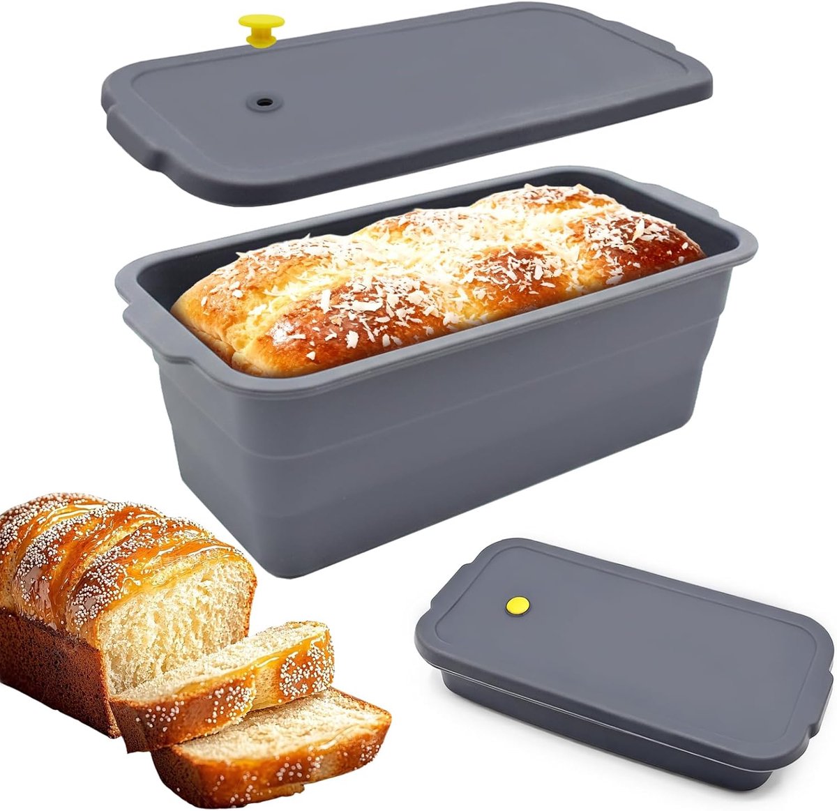 Broodpan met deksel 32 x 14,5 cm - Siliconen bakvorm - Vouwbaar en ruimtebesparend - Ideaal voor heerlijke cakes - ShopVlot
