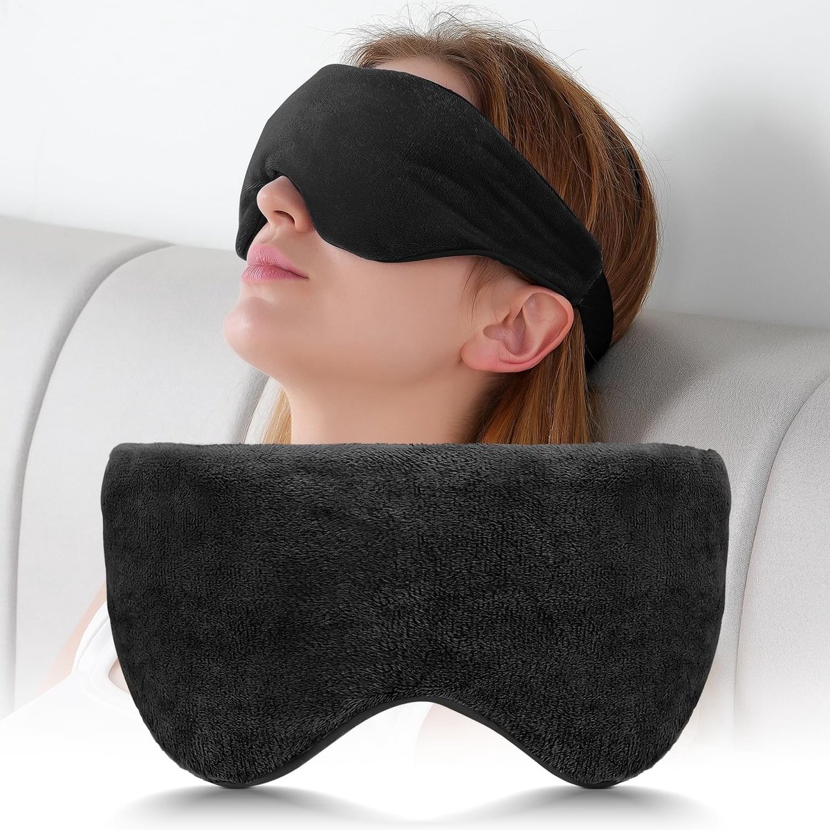 SnelShoppen - Gewichtsslaapmasker Zwart | Verstelbare Band, Verwarmd en Koelbaar, Silicabels, Ondoorzichtig en Zacht Katoen voor Ontspanning en Slaap