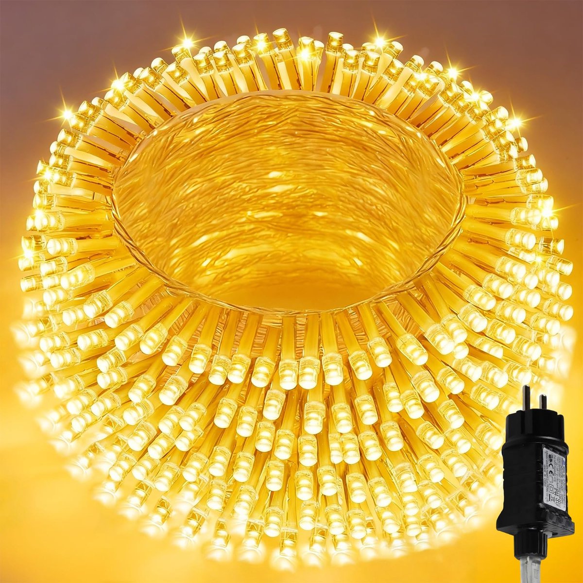 SnelShoppen - 300LED Lichtsnoer 30M voor Binnen en Buiten met Stekker, Kerstverlichting met 8 Lichtmodi en Geheugenfunctie, IP44 Waterdicht, Warm Wit