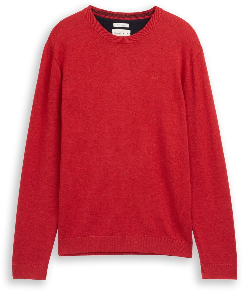 Tom Tailor - Basic gebreide trui van katoen - Maat L - Salsa Red Non-Solid