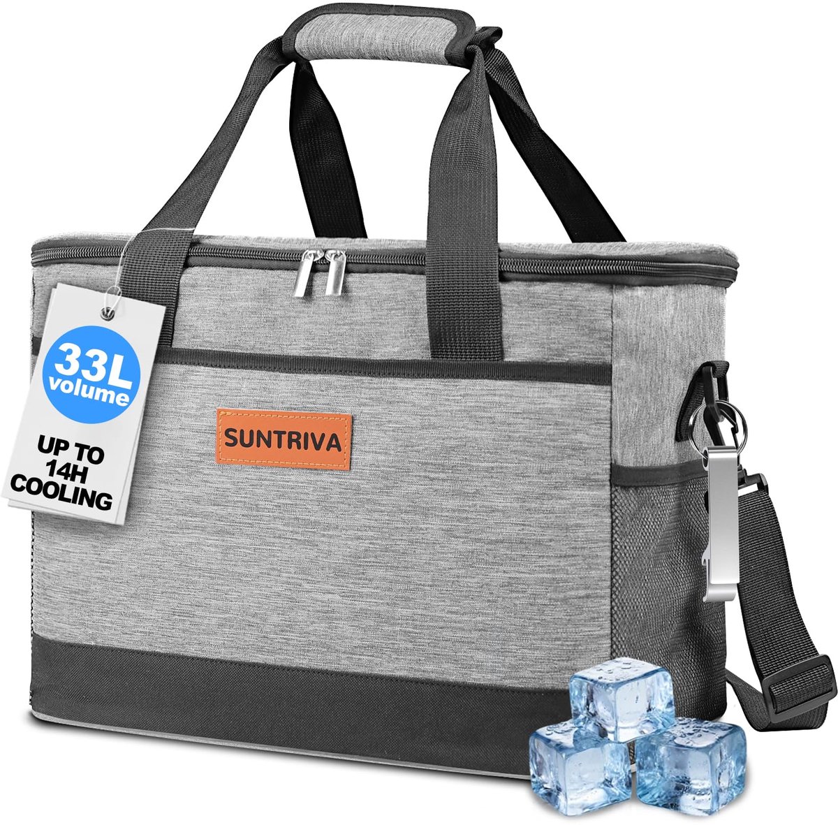 SnelShoppen - Grote Koeltas 33 Liter, Draagbare Koelbox voor 40 Blikjes, 14 Uur Koeling, Opvouwbaar, Ideaal voor Feest, Camping en Tuin