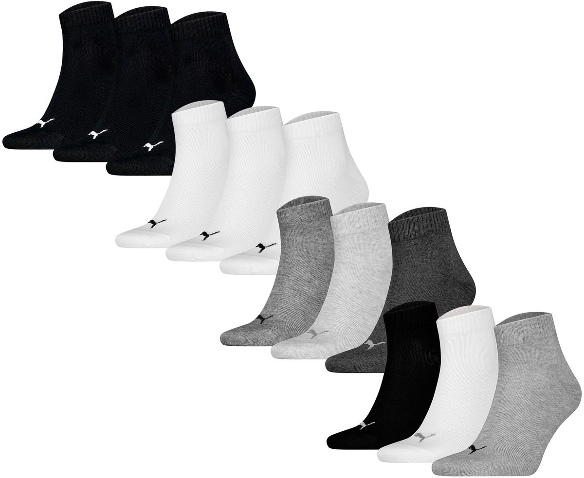 Puma Sokken Quarter Plain 12P 43-46 Verpakking van 12 Zwart