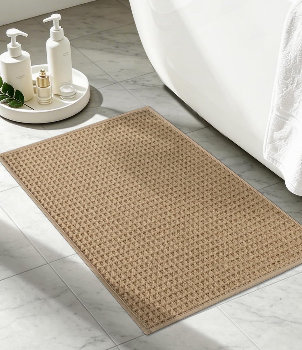 Badkamertapijt - Wafelbadmat - Droge Voeten - Antislip Achterkant - 40 x 60 cm - Kaki