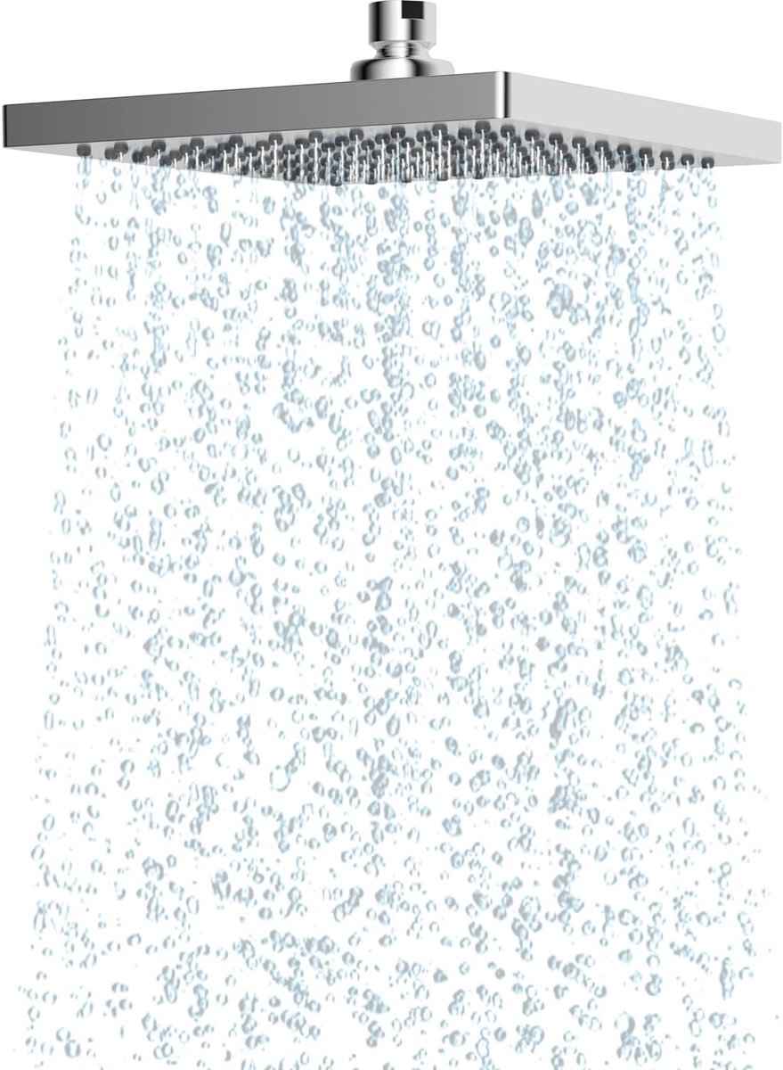 Hibbent Rainfall Shower Head, 20 x 20 cm, Stainless Steel Fixed Square Showers, Large Shower Head with Anti-Limescale - ShopVlot