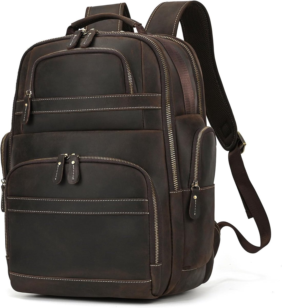 Laptop Backpack 15.6 Inch Leather - Ideal for Office, University and Business Travel - ShopVlot