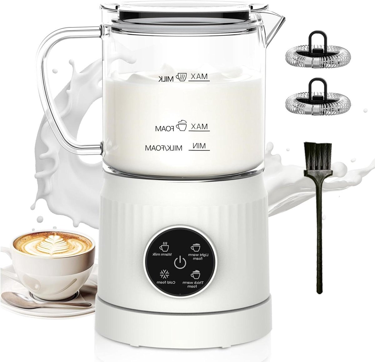 Elektrische Melkopschuimer Melkwarmer Automatisch Koffie Dranken Maken 4-in-1 Functionaliteit 400 ml Capaciteit Wit