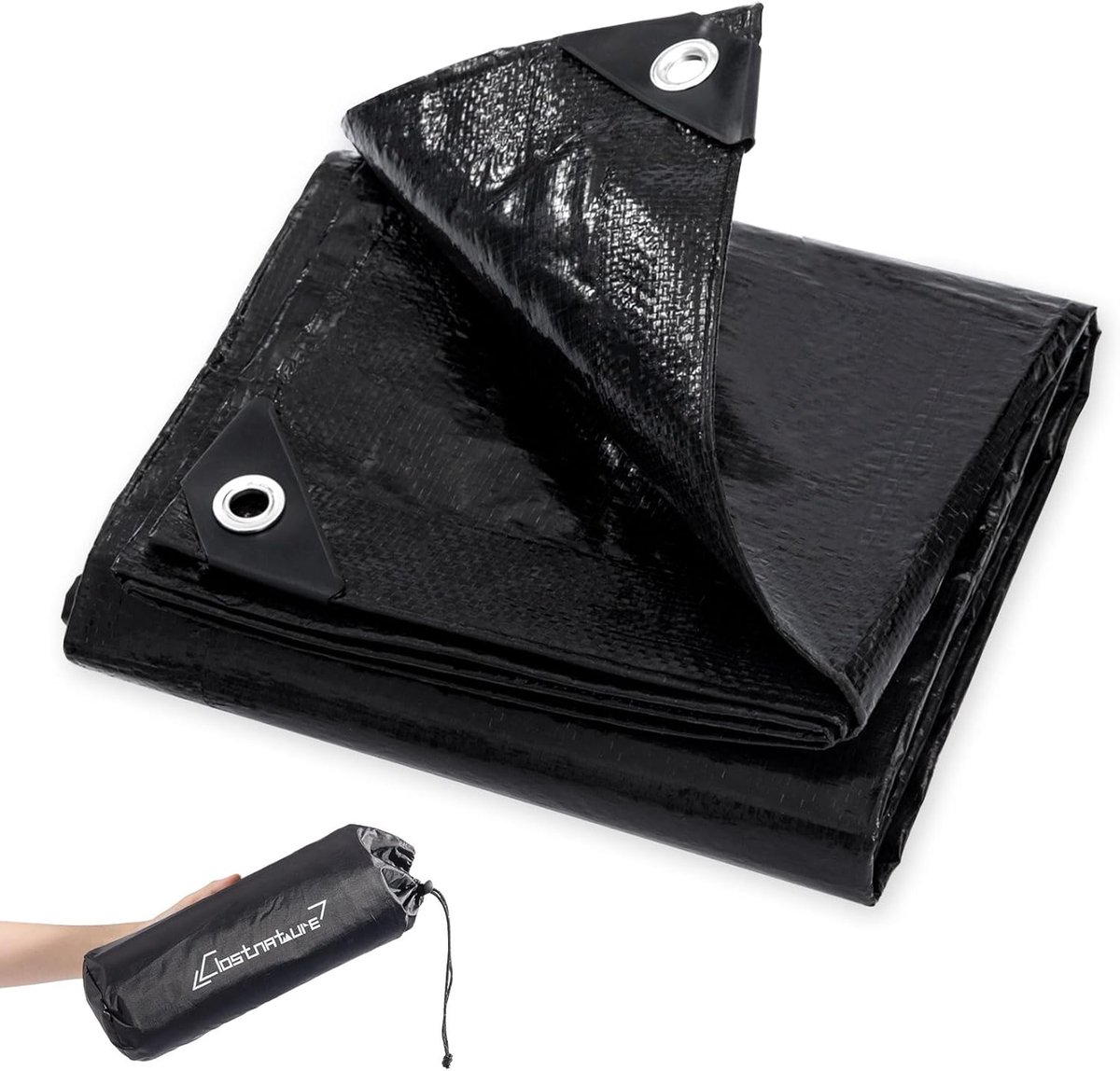 SnelShoppen - Heavy Duty Waterdicht PE Grondzeil 220 x 150 cm - Weerbestendig Dekzeil met Versterkte Doorvoertules - Multifunctionele Campingtent Voet
