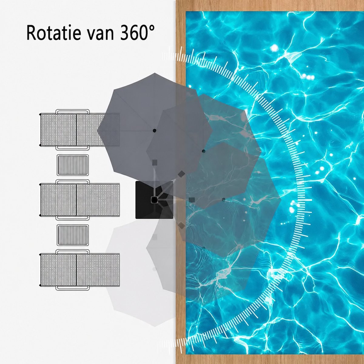 Purple Leaf Parasol rond déporté double toit Ø400 cm - Gris