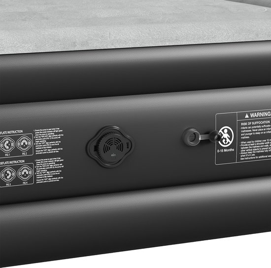 Luchtbed 2 Personen - Zelfopblazend Luchtmatras met Elektrische Pomp - 195x152x46 cm - Opblaasbaar Tweepersoonsbed voor Camping & Logees met Draagtas — afbeelding 3