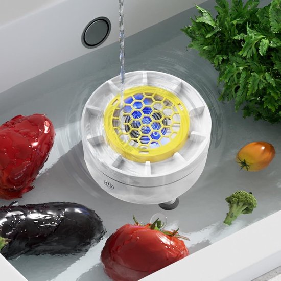 Groente- en fruitreiniger, waterdichte wasgadgets, roterende wasmachine voor groenten en fruit, voor keuken, sla, rijst, bessen, aardappel, zeevruchten - wit van Groente — afbeelding 5