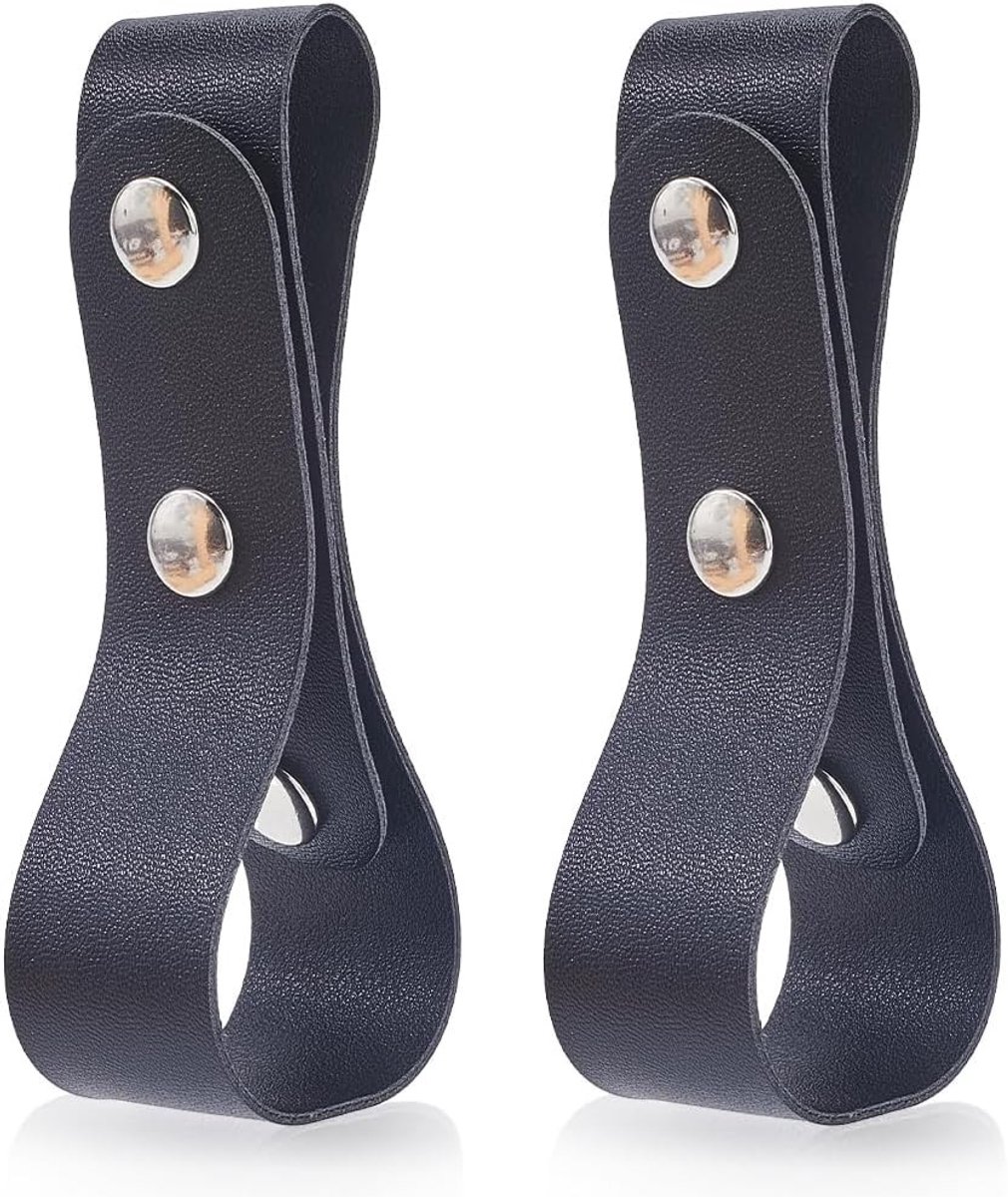 Set van 2 PU Leren Heuptassen, 380 × 30 mm, Zwart, Comfortabele en Handgemaakte Heuptas voor Lazo Touw en Verkleedkostuum voor Halloween Cosplay