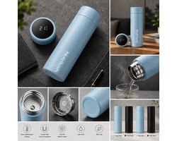 Nutrilush.Co Smart Travel Thermosfles 500 ml – RVS Vacuüm Geïsoleerde Drinkfles – Dubbelwandig en Lekvrij – Babyblauw