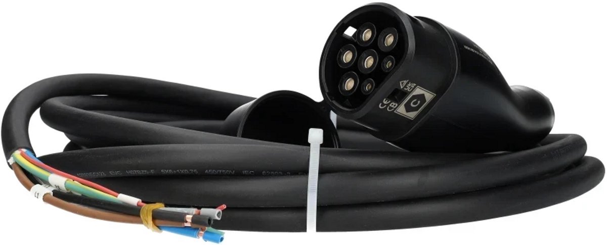 EVHUB laadkabel 22kW type 2 naar openeind - 5 meter