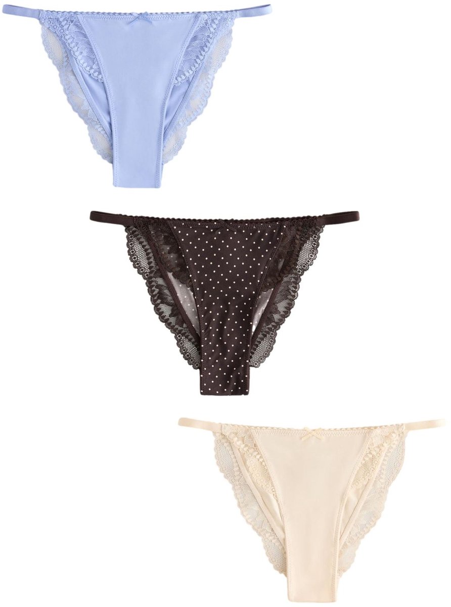 Next - Dames - Set van 3 kanten tangaslips van microvezel - Blauw