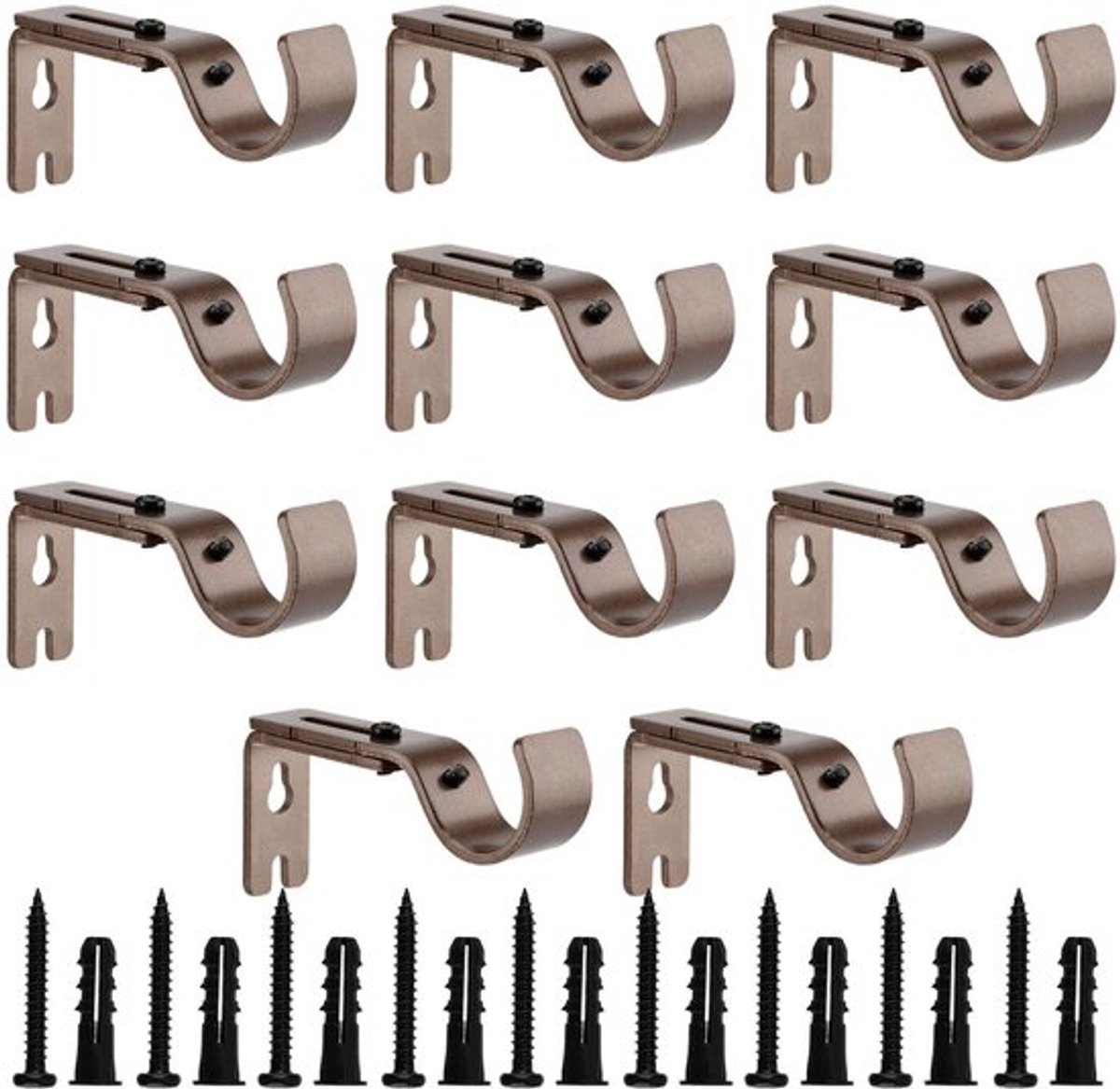 Gordijnbeugel 8 Stuks - Verstelbare Lengte 9-11,7 cm - Robuuste Metalen Steun - Gordijnbeugelhouder - Inclusief Schroeven - Geschikt voor Diverse Gordijnen - Gordijnsteun