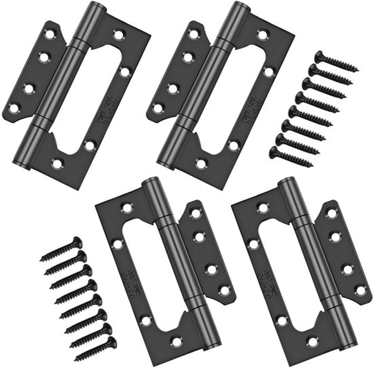 Deurscharnieren 4" - Roestvrij Staal - 4 Stuks - Met Schroeven - 100mm - Schokbestendig - Eenvoudig te Installeren - Deurhengsels