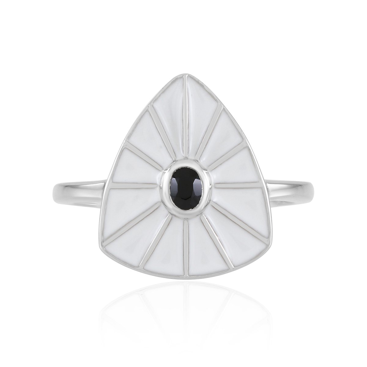 Cavill - Zilveren ring 925 met zwarte spinel ovaal 0,198 ct - Monosono Collection - stijlvolle minimalistische ring uit Thailand