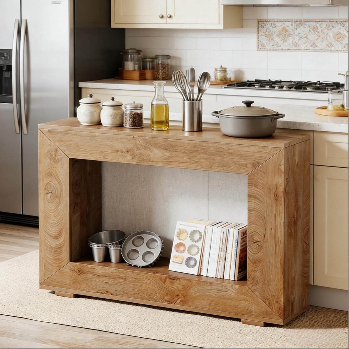 REDOM- Sidetable - Landelijke stijl - Rechthoekig - Met opbergruimte - Spaanplaat - Bruin - Voor hal en woonkamer - 120 x 30 x 83,5 cm