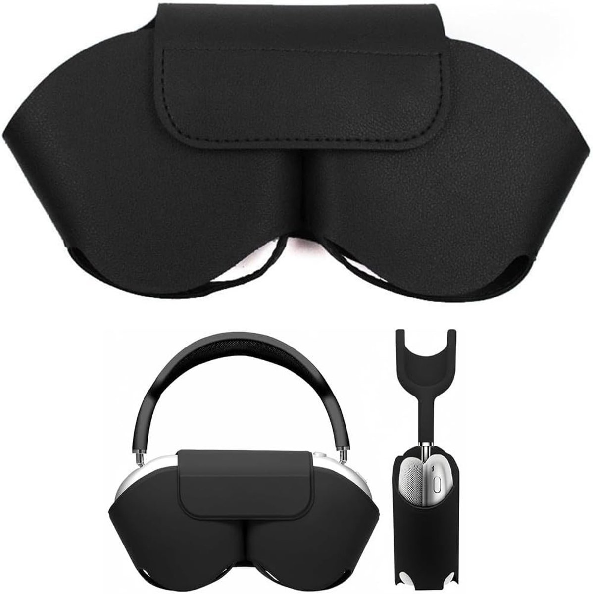 Leren Hoes voor Airpods Max, Schokbestendig en Krassenbestendig, Bescherming voor Hoofdtelefoon, Zwart Design