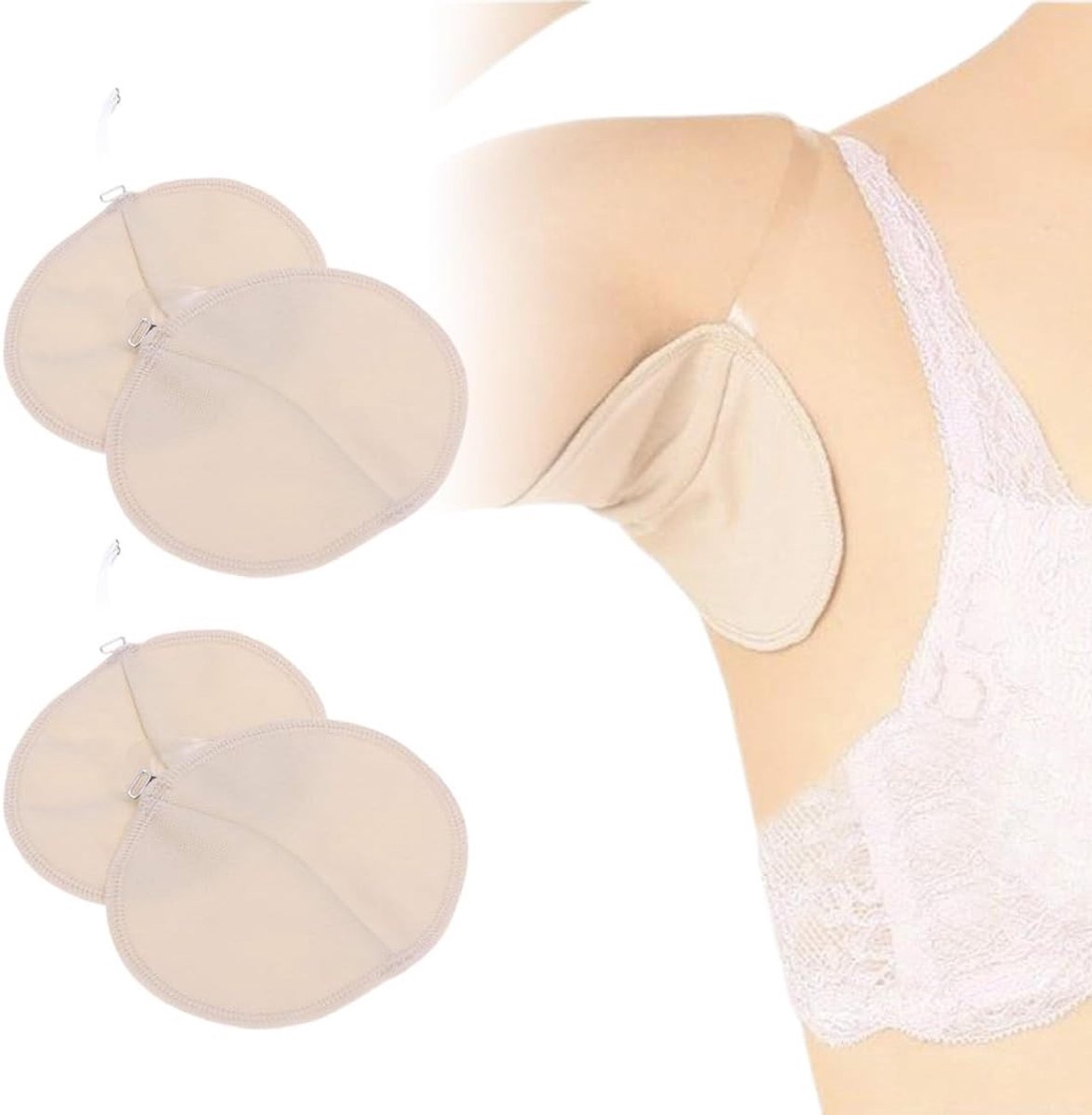 Set van 4 Zweetabsorberende Katoenen Onderarm Pads voor Mannen en Vrouwen met Schouderbanden, Ideaal voor Bescherming tegen Zweet en Geurtjes
