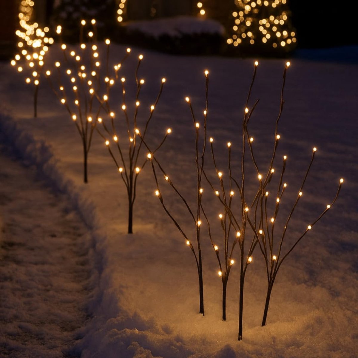 SnelShoppen - Valiant kerstpadverlichting | 8 stuks warmwitte LED-taklampen met grondpalen, 8 weergavemodi, weerbestendige kabel, feestelijke buitende