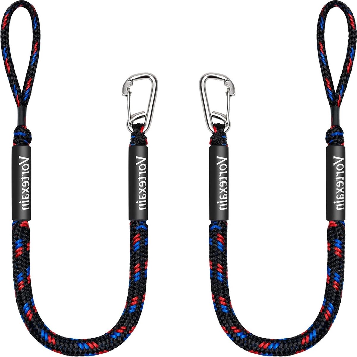 Bungee Aanleglijnen - Schokabsorberende Touwen - Veilig Afmeren - Roestvrijstalen Clips - 2 stuks 1.8m - Gestreept