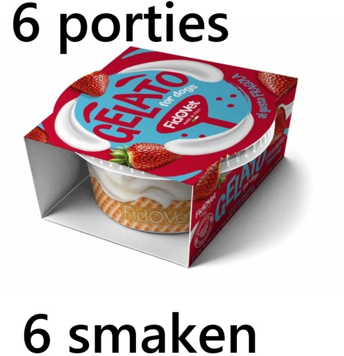 Fidovet hondenijsjes ** 6 porties ** hondensnack -( 40 gr droog = +- 120 gr ijs) Ananas - appel - aardbei - banaan - framboos - vanille - quality award 2025 - makkelijk te bereiden - .... 3 uur diepvries