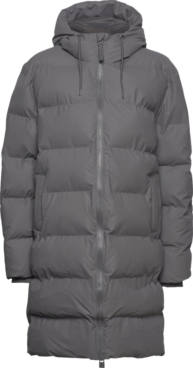 RAINS Alta Longer Puffer Jacket W3T4 – Lange Waterdichte Unisex Puffer Jas - grijs - M