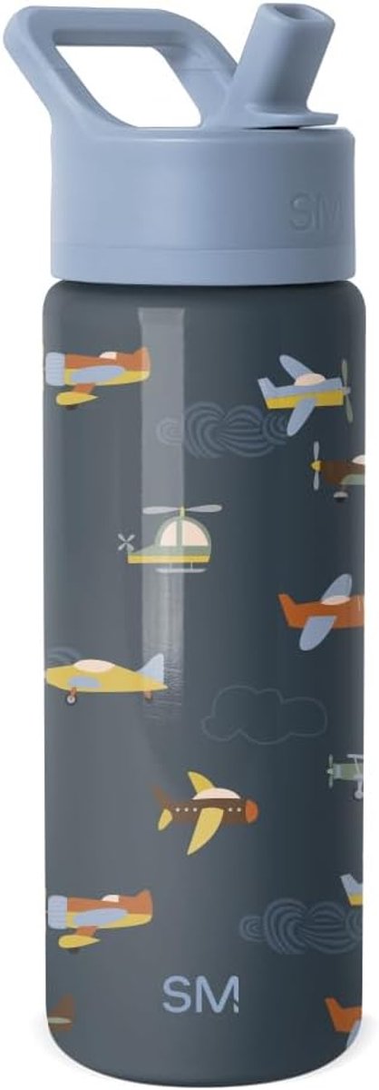 SnelShoppen - Geïsoleerde Roestvrijstalen Drinkfles voor Kinderen met Rietje, Sportieve Kinderdrinkfles voor Peuters en Kleuters, 530 ml, Perfect voor