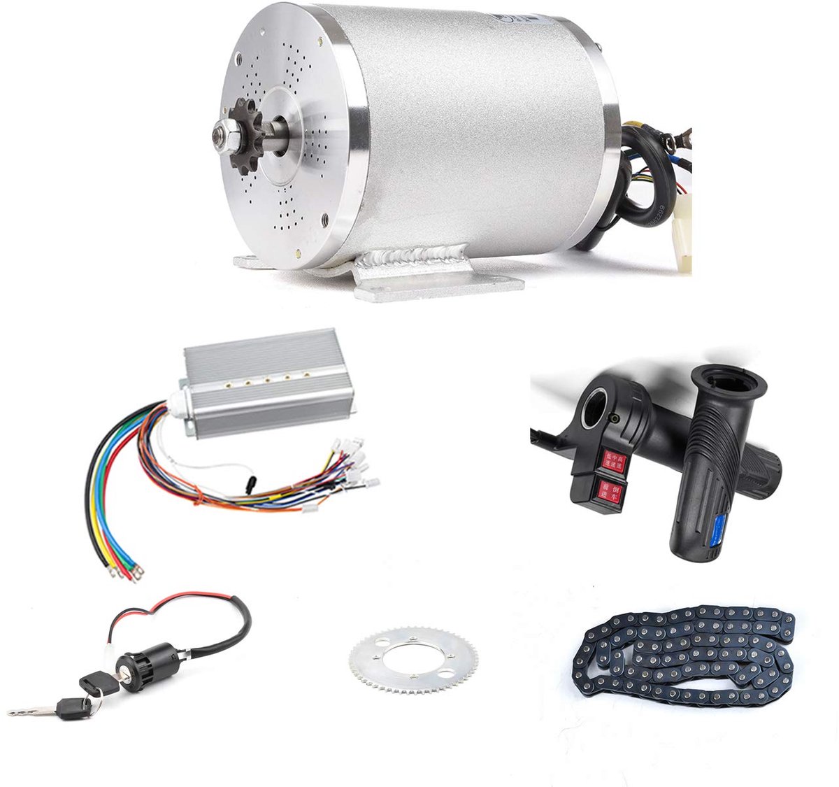 SnelShoppen - BLDC 72V 3000W borstelloze motorkit met 50A controller, hard start en reverse grip gashandel voor elektrische scooter, E-bike, motorfiet