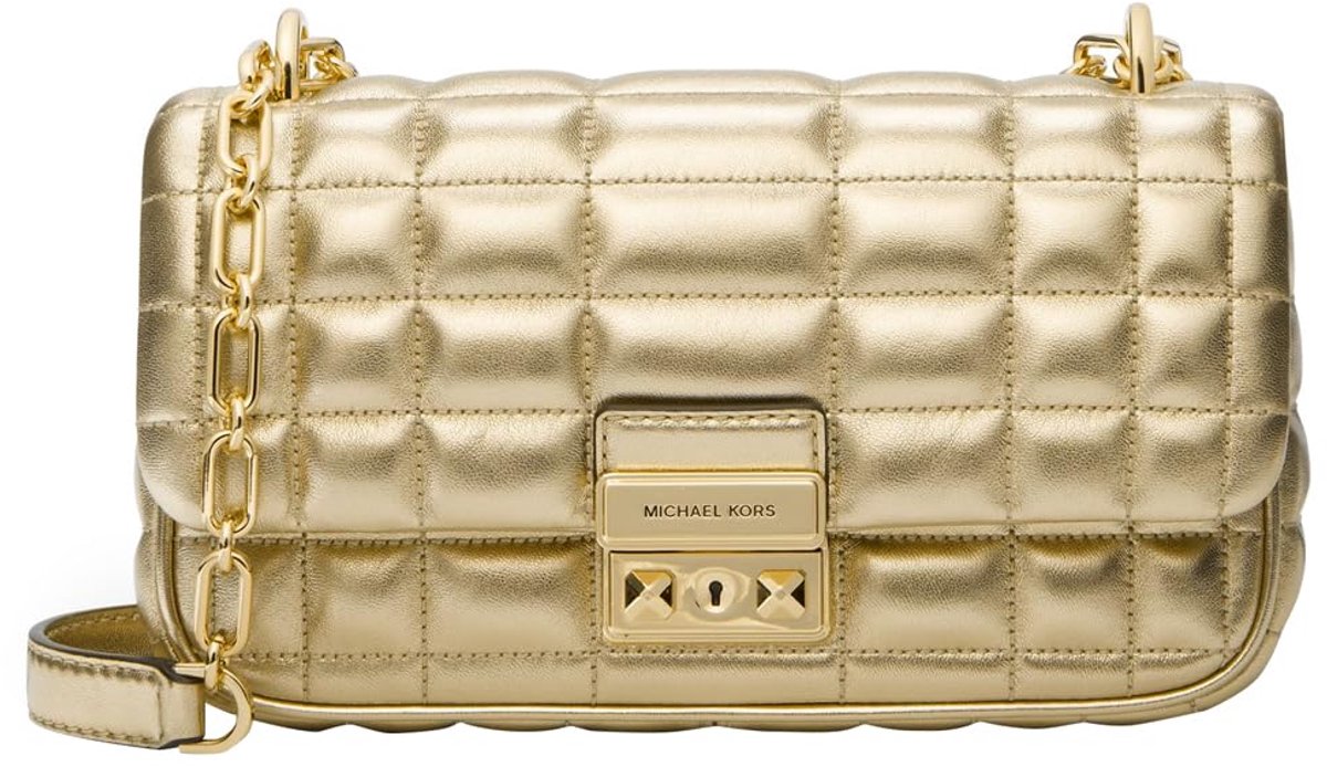 SnelShoppen - Dames Schoudertas Licht Verguld met Keten, Handtas voor Feest, Uitgaan, Avond, Eén Maat, Luxe en Stijlvol Design