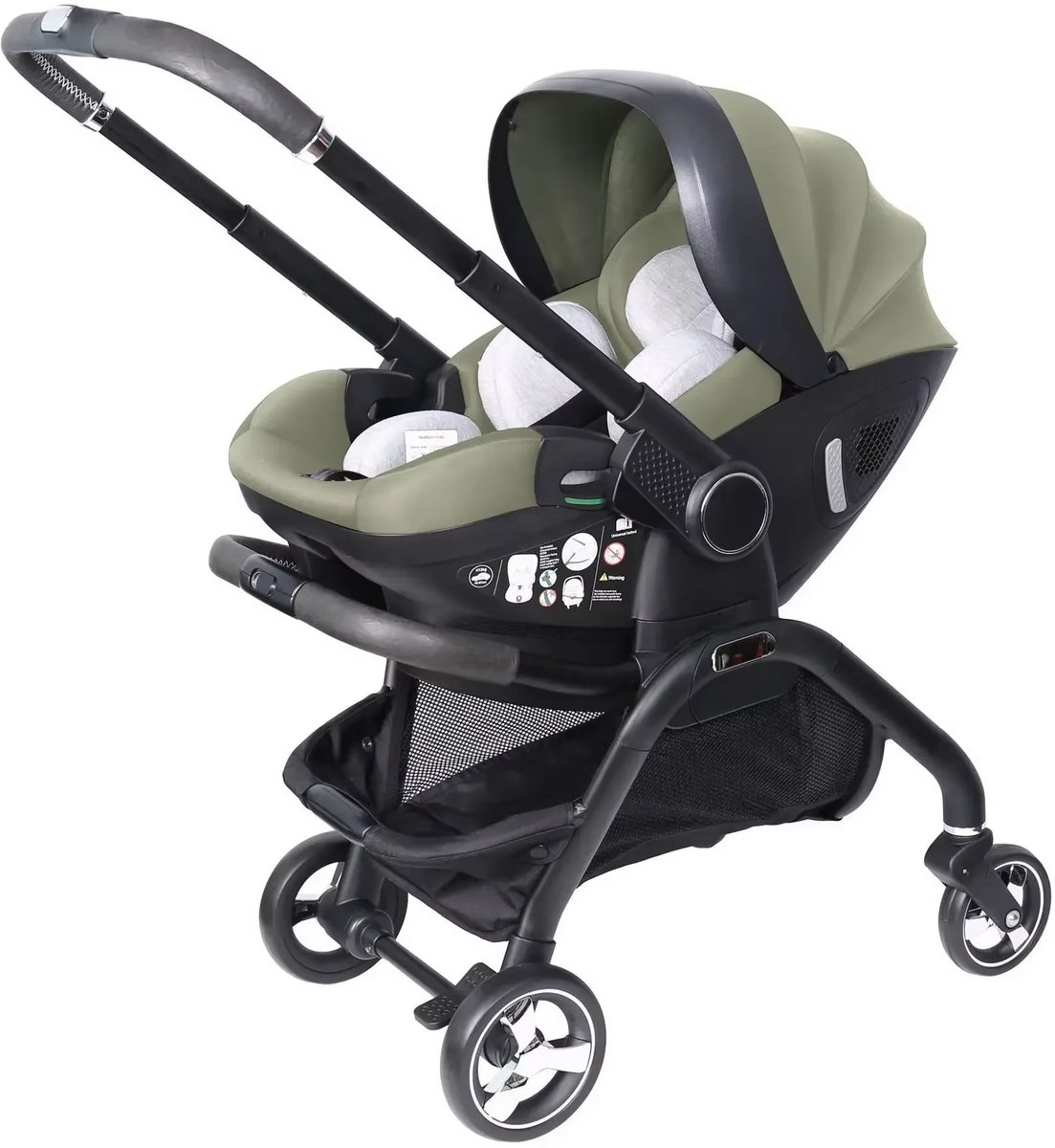 3-in-1 Kinderwagen met Autostoel – Reissysteem voor Baby's vanaf Geboorte – ISOFIX Compatibel – Olijfgroen
