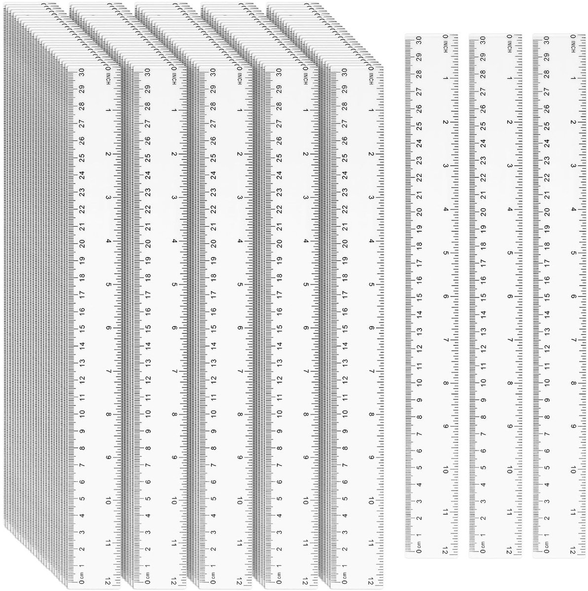 Doorzichtige plastic linialen van 30 centimeter - 200 stuks meetinstrument voor kantoor en schoolgebruik, duurzaam en flexibel